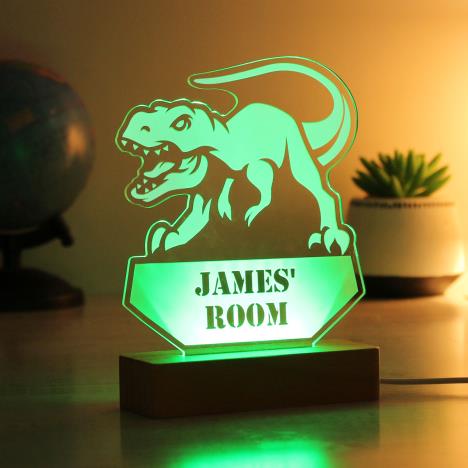 Personalised Dinosaur Wooden Based Colour Changing LED Light Extra Image 2